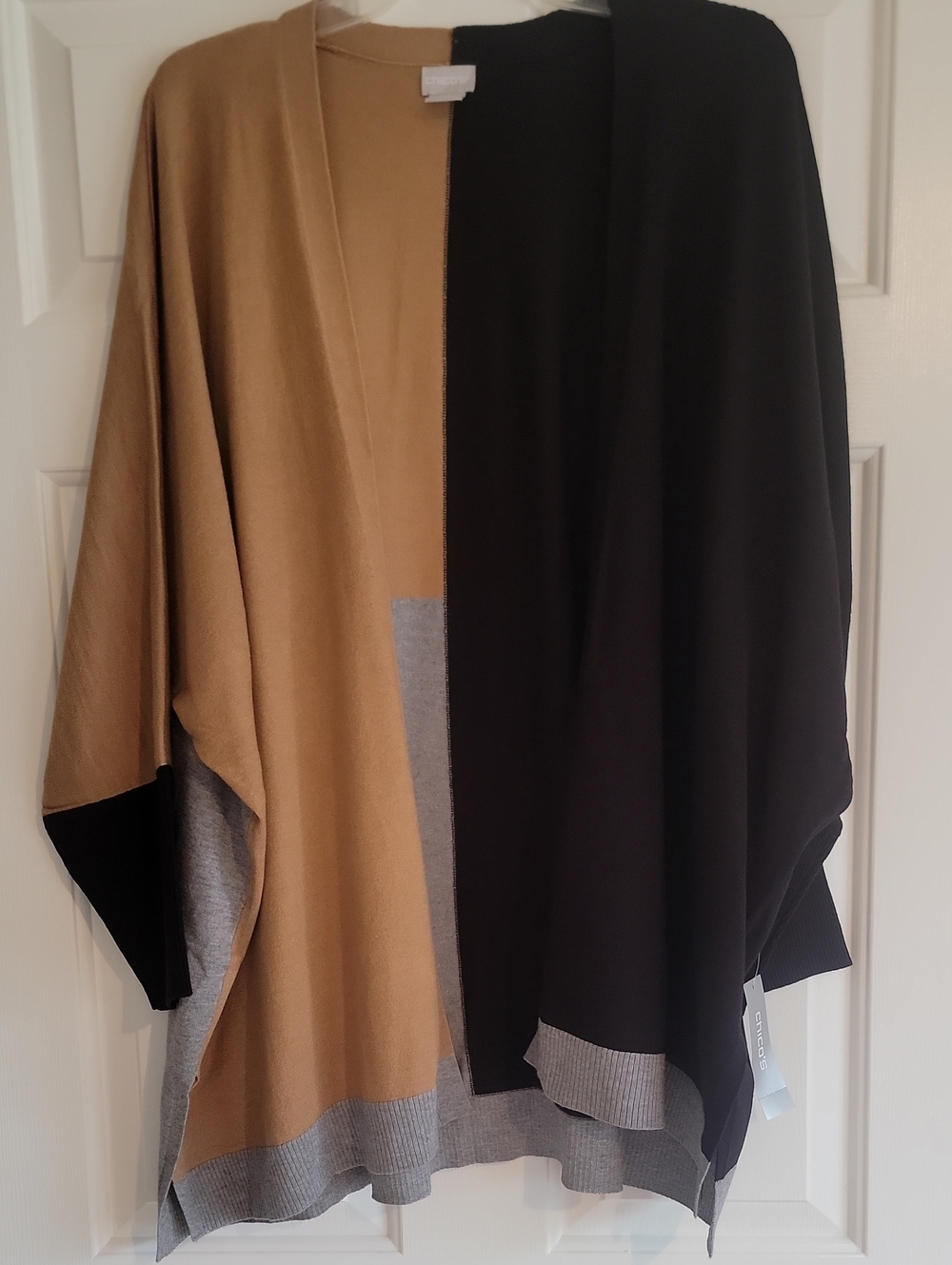 NWT, Chico's Colorblock Open Front Coatigan, L/XL